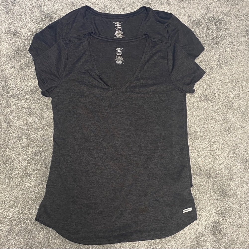 Pair of Grey SS V-Neck Athletic Tees, XS